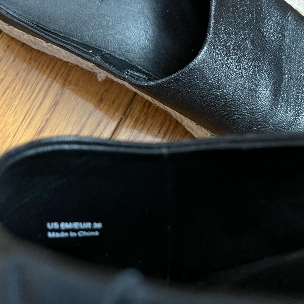Vince Ulla Platform Black Leather Espadrille Mules - Picture 6 of 10